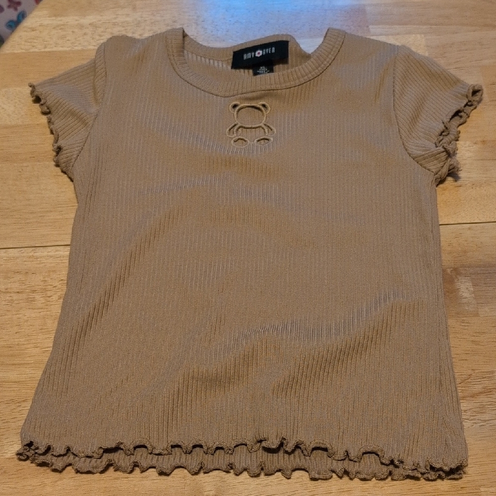 Amy Byer Tan Ribbed Kids Tee